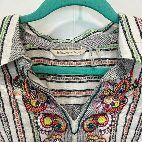 Soft Surroundings Brookhaven Aruba Floral Embroidered Longline Cotton Tunic M - Picture 7 of 12